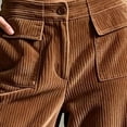 thumbnail image 6 of Women Corduroy Wide Leg Trousers Sevevn Button Fly Mid Rise Loose Fit Pants With Flap Front Pockets, Diverse Solid Color Selections For Dating Shopping And Semi‑Casual Daily Dressing, 6 of 6