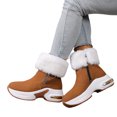 thumbnail image 5 of Gyexs Womens Winter Snow Boots Pointed Toe High Heel Winter Short Boots Comfortable Side Zipper Platform Sneakers Booties, Brown, Size 8, 5 of 8