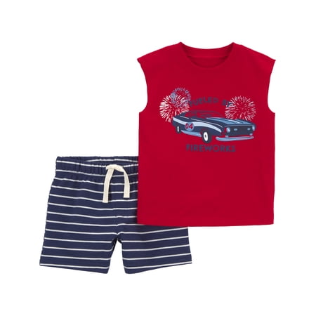 Carter's Child of Mine Baby and Toddler Boy Patriotic Americana Americana Outfit Set, 2-Piece, Sizes 12M-5T