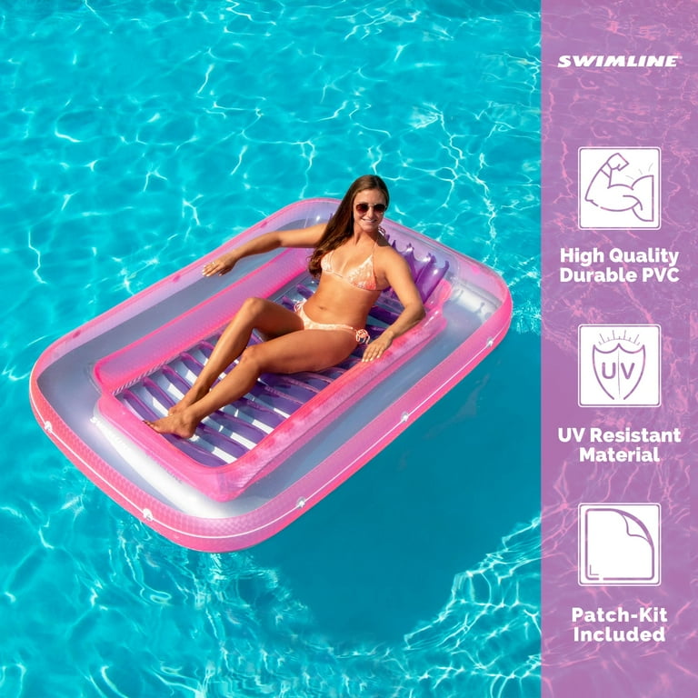 Swimline 9052 71 Inch Swimming Pool Inflatable Tub Float Lounge Chairs 2 Pack