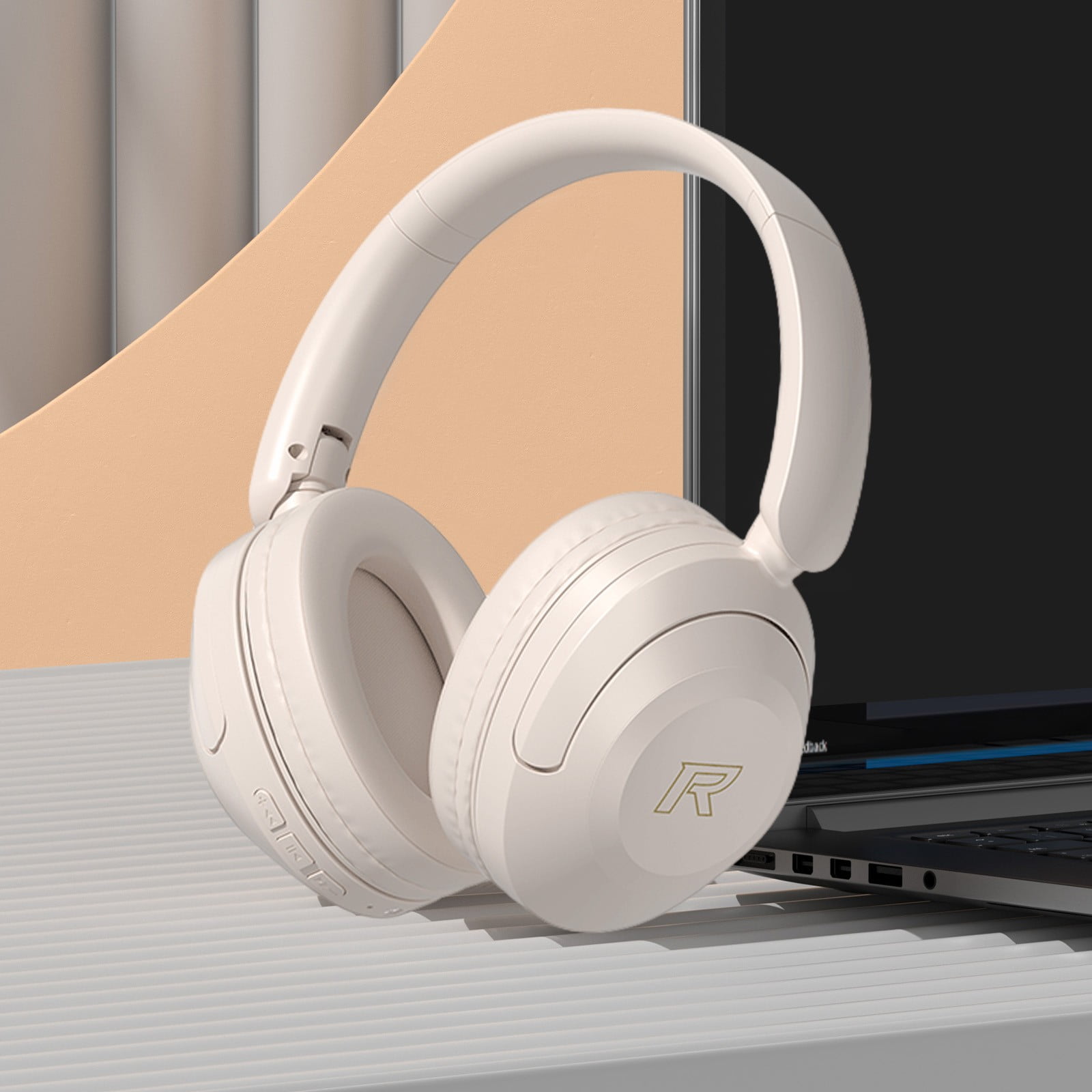Oggfader Wireless Headphones Bluetooth Headset With Microphone Wireless Headset With Mic Bluetooth 5.3 Headset 10 Hrs Working Noise Cancelling Bluetooth Headset White