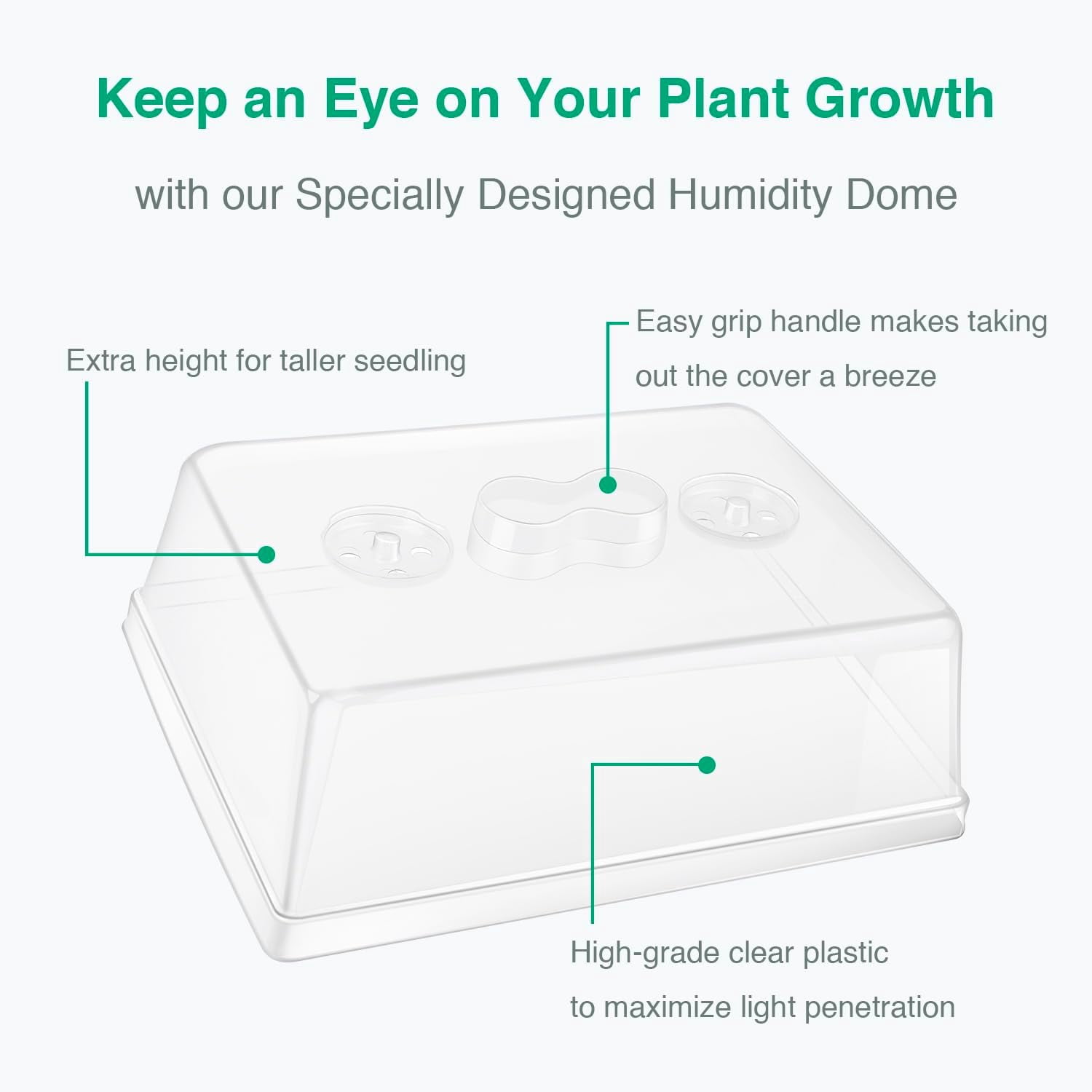 [Thick Plastic] 3-Set Strong Seed Starter Trays with 5" Humidity Domes for Seed Starting, Germination, Seedling Propagation & Plant Growing, Holds 144 Cells in Total