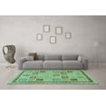 thumbnail image 3 of Ahgly Company Machine Washable Indoor Rectangle Oriental Turquoise Blue Modern Area Rugs, 5' x 8', 3 of 4