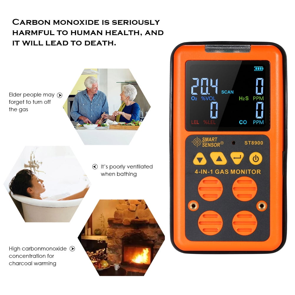 4in1 Handheld Harmful Gas Detector Oxygen Carbon Monoxide Hydrogen