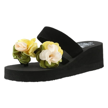 

Flip Flops for Women Women Ladies Shoes Summer Wedges Eva Sole Flower Design Woman Beautiful Slippers Bohemian Sandals Flip Flops Eva Yellow 40