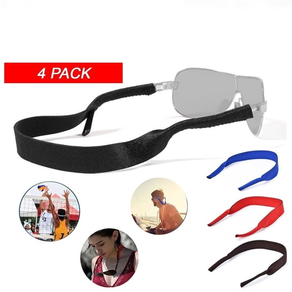 4-Pack Elastic Eyeglass Neck Cord Strap, Anti-Slip Glasses Lanyard Holder for Sports, Hiking, Biking & Daily Use, Fits Most Sunglasses and Eyeglasses
