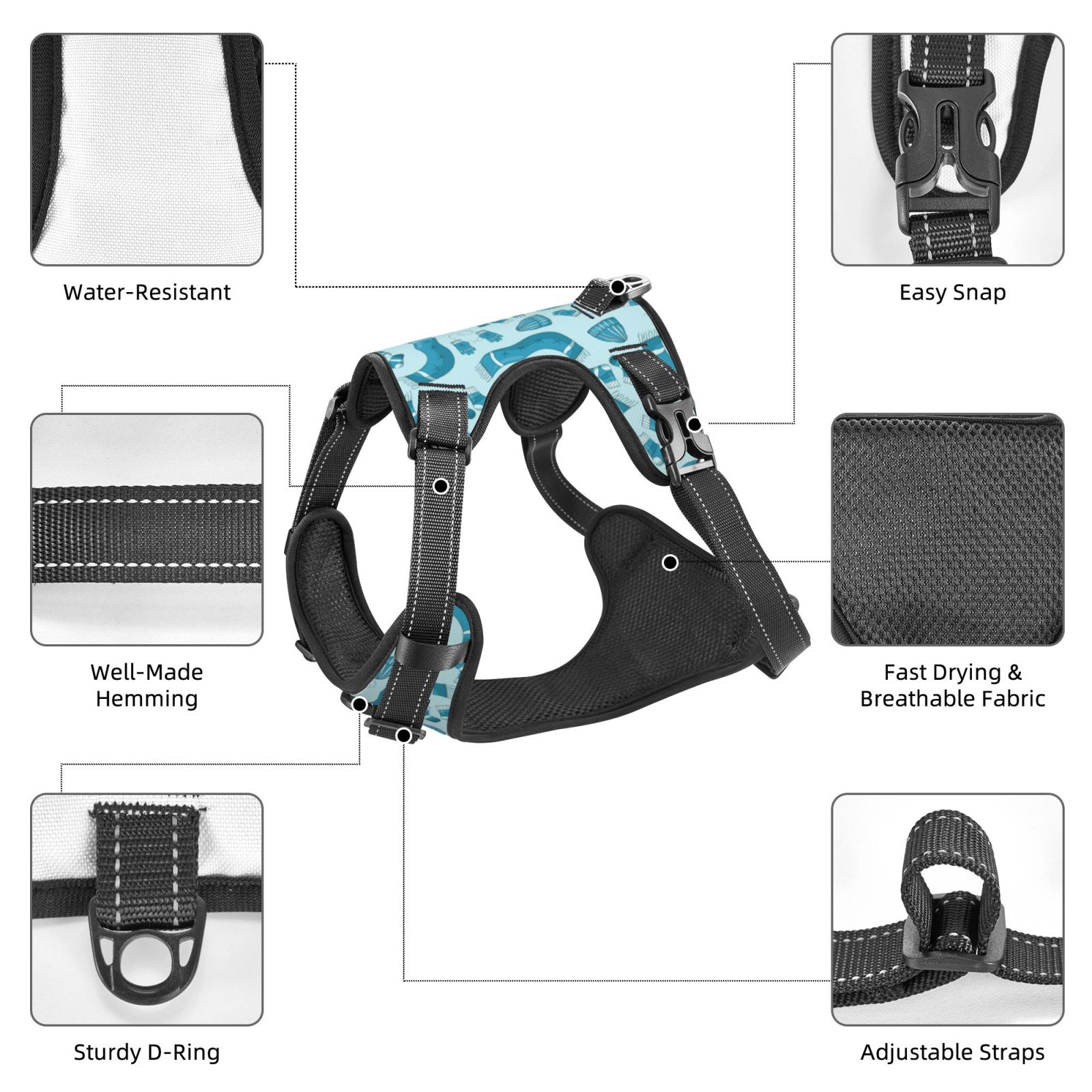 Vsdgher Winter Warmth Blue Knitted Dog Harness, No-Pull Pet Harness, Dog Vest, Pet Vest for Small to Large Dogs-X-Large