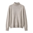 thumbnail image 3 of CBASIHI Womens Sweater Casual Long Sleeve Knitted Mock Neck Fall Sweater for Women Ivory S, 3 of 7