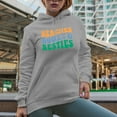 thumbnail image 2 of Beaches, Booze & Besties, Beach Lover Quote, Groovy Retro Wavy Text Merch Gift, Heather Grey Hooded Sweatshirt or Hoodie, 3XL, 2 of 5