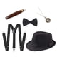 thumbnail image 4 of Accesorios para hombres de década de 1920, conjunto de disfraces: sombrero , , pajarita, reloj y de plástico Negro Macarena Disfraces de cosplay para hombres, 4 of 8