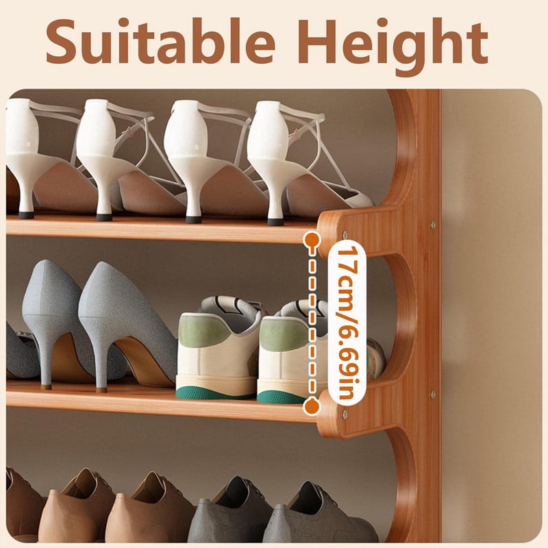 6-Tier Shoe Rack, Tall Narrow Shoe Rack Organizer for Small Spaces, Multifunction Display Shelf, Shoe Rack for Entryway, Closet, Corner, Doorway, Space Saving Shoe Organzier