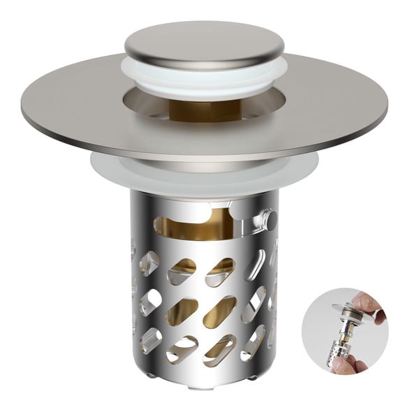 Tapón de fregadero iFealClear totalmente metálico con filtro de acero inoxidable