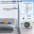 thumbnail image 2 of CRZOE 18000BTU Mini Split Air Conditioner& Heater, 19 SEER2 230V Wall-Mounted Ductless AC Unit Cools Rooms up to 1250 Sq. Ft, Energy Efficient Inverter AC w/Heat Pump,White, 2 of 8
