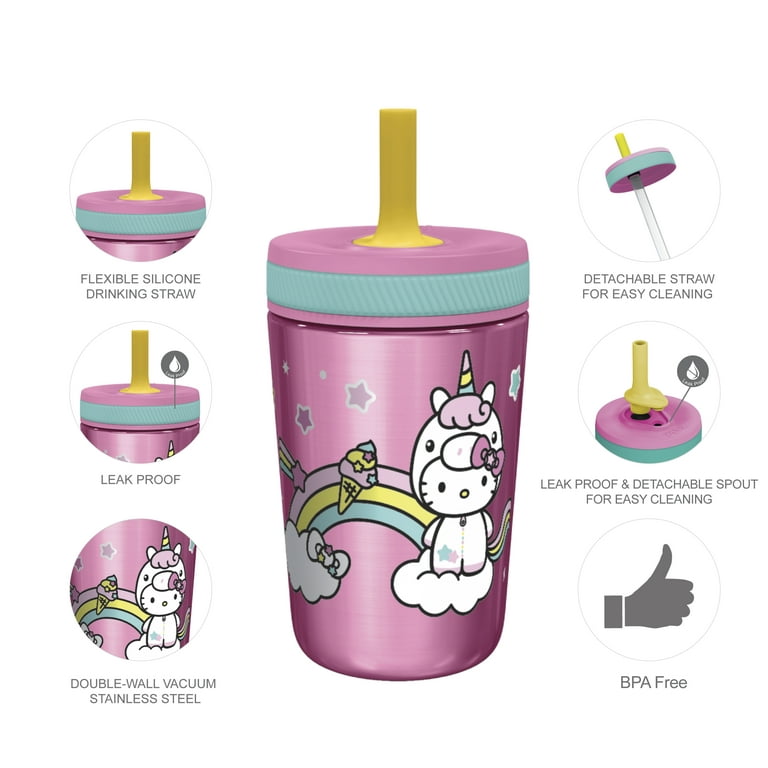  Zak Designs Unicorn Kelso Tumbler Set, Leak-Proof Screw-On Lid  with Straw, Bundle for Kids Includes Plastic and Stainless Steel Cups with  Bonus Sipper, 3pc Set, Non-BPA, 15 fl.oz. : Baby
