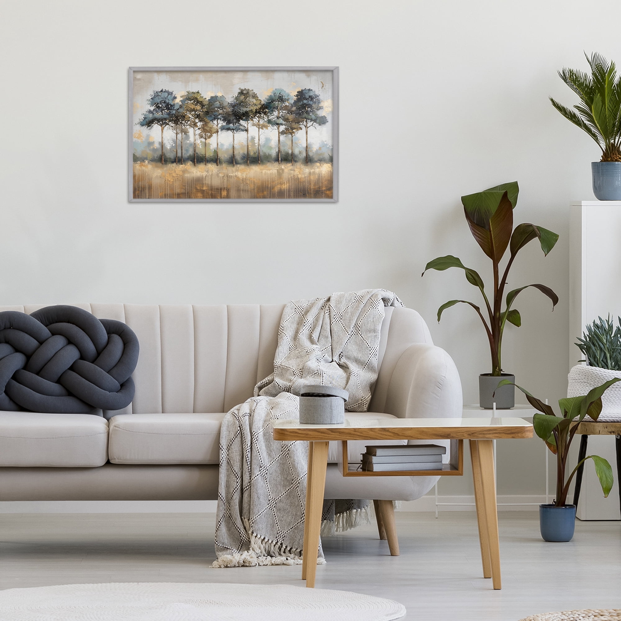 Stupell Industries Green & Blue Forest Grove Gray Framed Giclee Art, design by Creative Studio