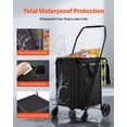 thumbnail image 3 of Folding Grocery Cart with Dual Baskets Waterproof Liner Wheels 100 LBS Large Capacity Heavy Duty Laundry Basket for Shopping Camping Luggage, 3 of 6