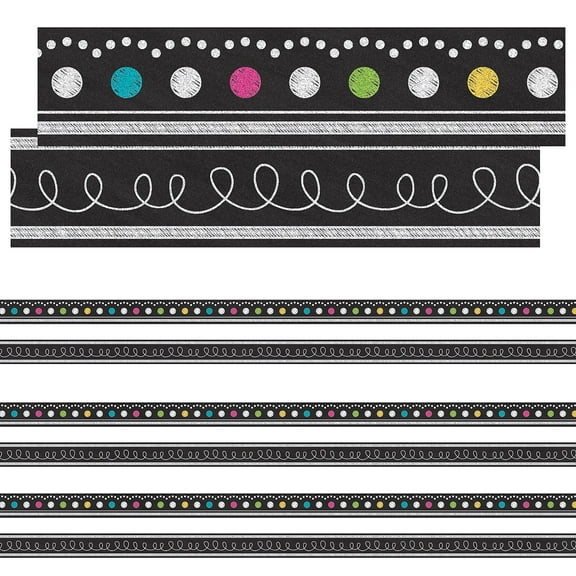 Teacher Created Resources Chalkboard Brights Double-Sided Ribbon Runner, 45 Feet Per Pack, 3 Packs