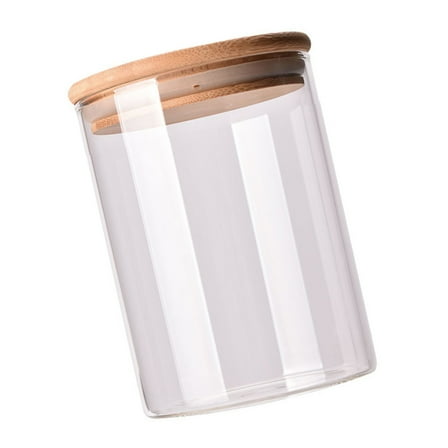 WHAMVOX 1Set Glass Containers for Tea Storage Canister 20.00X10.00X10.00CM Bamboo Lid Airtight Freshness Preservation