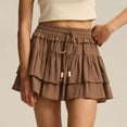 thumbnail image 6 of YUTK Women's Summer Flowy Mini Skorts High Waist Ruffle Tiered Casual Cute Boho Short Beach Skirts Built-in Shorts Brown S-Xl, 6 of 9