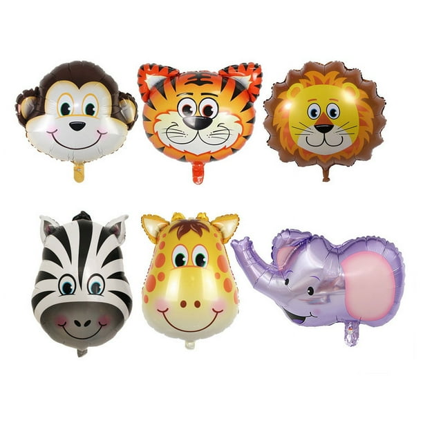 Globo de animales, globos de papel de aluminio de animales, globos de cumpleaños de 6 piezas, se permite helio, para bodas, decoraciones de fiestas de baby shower, juguetes para niños (6 piezas) Rojo Verde