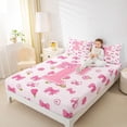 thumbnail image 3 of jejeloiu Floral Pink Monogrammed T Queen Sheet Sets For Girls,Dreamy Princess Style Bed Set,4-Piece, 3 of 6