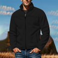thumbnail image 2 of Kureaily Men Solid Color Zipper Stand Up Collar Cardigan Fleece Jacket Casual Loose Business Trend Comfortable Jacket, 2 of 8