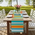 thumbnail image 4 of Table Runners 90 Inches Long Dress Scarves, Blue Teal Orange Striped Farmhouse Coffee/Dining/Kitchen Table Runner for Living Room, Farmhouse Stripe 13x90 Inch, 4 of 9