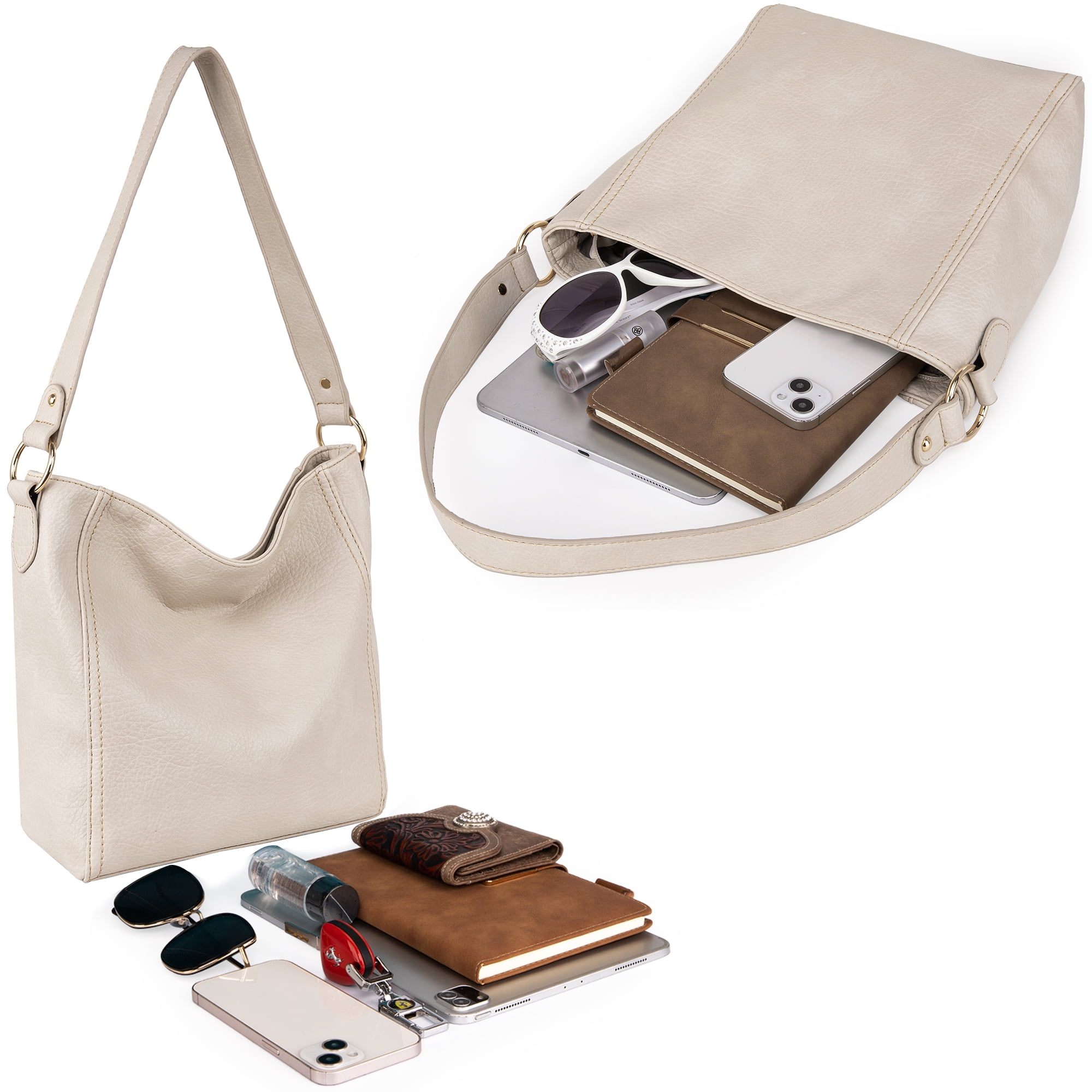 Montana West Hobo Bags for Women Vegan Leather Shoulder Purses and Handbags, Beige