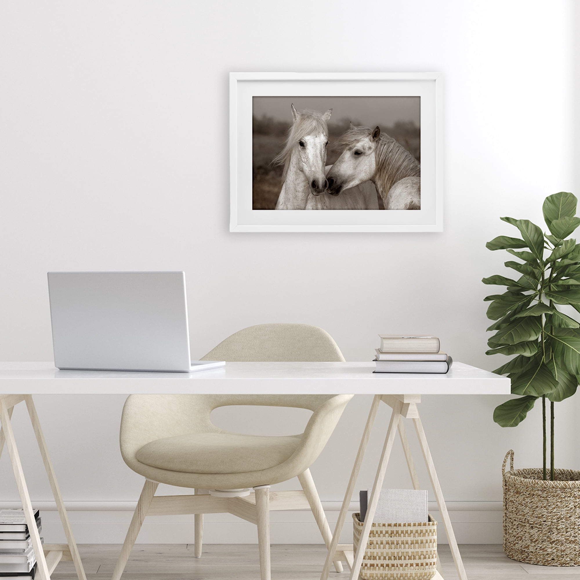 Stupell Industries Gentle Companionship Horses White Framed Print Under Glass, design by Danita Delimont
