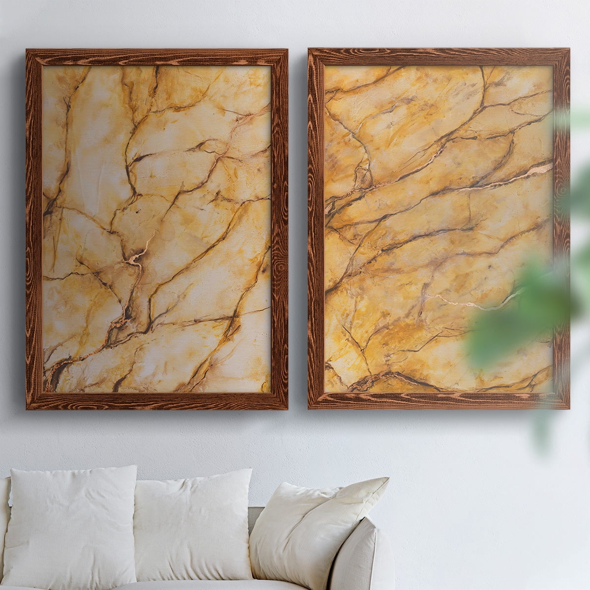 Yellow Marble I - Premium Framed Canvas 2 Piece Set - Ready to Hang