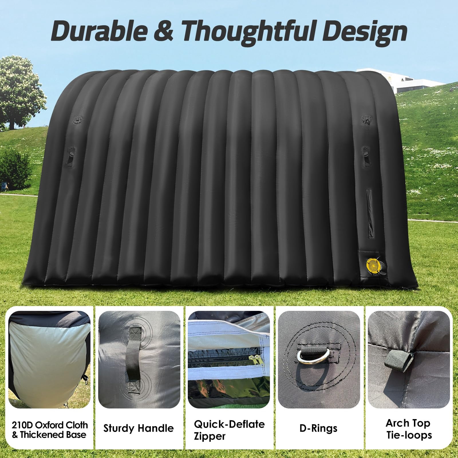 Inflatable Sports Tunnel Entrance 16x10x10FT Black, Built-in Blower – Event Inflatable Tunnel Tent for Team Intros, Business Promotion, Trade Shows, Advertising & Exhibitions
