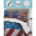 thumbnail image 3 of Quilt King Size Bedding Set, Vintage American Flag Reversible Summer Quilt 3 Pieces, Farmhouse Wooden Stripes Lightweight Bedspreads Coverlets with 2 Pillow Shams for All Seasons, 3 of 5