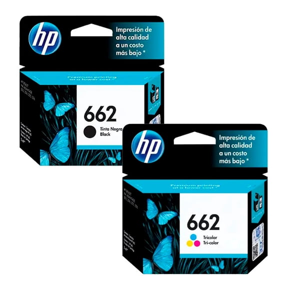 Combo de 2 cartuchos de tinta HP 662 Negra + 662 Tri Color para HP Deskjet HP CZ103AL + CZ104AL