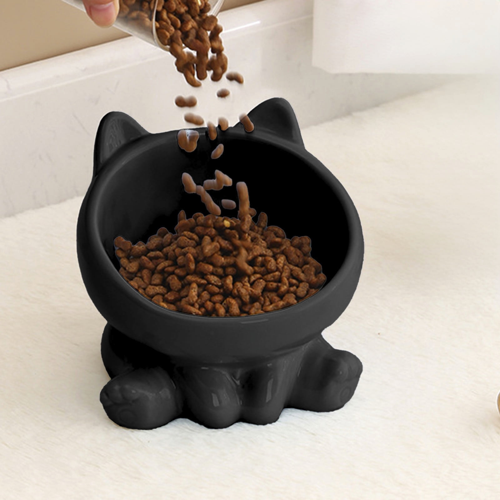 Pet Bowl, Elevated Ceramic Cat Bowl, Reducing Neck Bending and Pressure, for Indoor Cats and Small Dogs Food Bowls, 4x5in