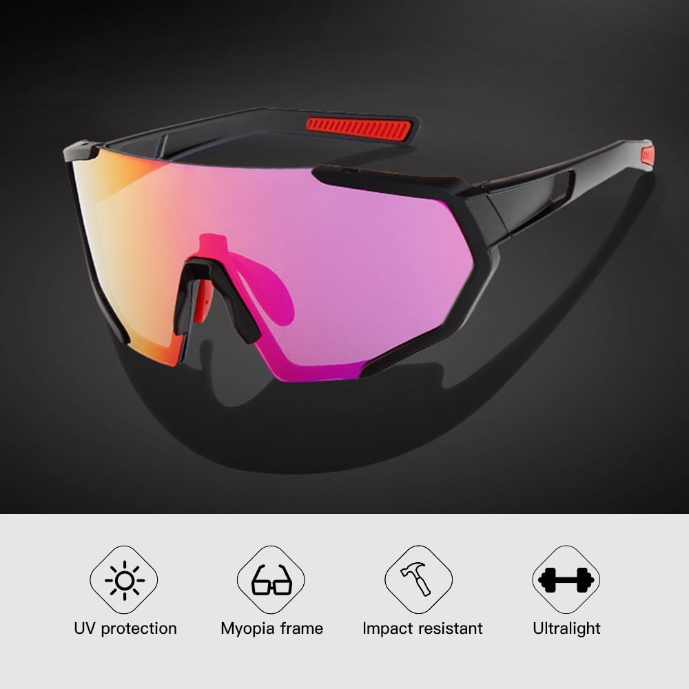Cycling Glasses with 2 Interchangeable Lenses UV400 Sports Sunglasses MTB Road Bike Glasses for Men Women Running Driving Fishing Baseball Golf
