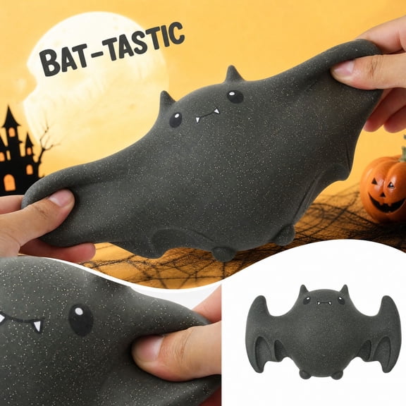 Halloween Bat Squeeze Ball, Cute Glitter Fidget Stress Relief Squishies for Adults