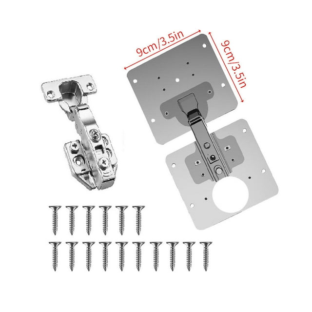 Charnière de Réparation en Acier Inoxydable Porte Charnière Plaque Vis Charnière Plaque Ensemble de Vis Kit, 2pc Charnière Plaques, Connecteur de Plaque Charnière, 16pcs Vis