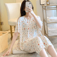 thumbnail image 4 of Pijama de seda de algodón de manga corta de verano para mujer, estilo occidental, fino, con aire acondicionado, ropa de casa, traje de seda de algodón para estudiantes dulces para niñas, 4 of 6