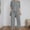 Grey, variant on Women's Pure Color Trousers Suit 2 Piece Set Casual Outfit Round Neck Pocket Design Comfortable Pant Suits for Spring Summer