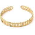 thumbnail image 2 of Real 18K Gold Plated Curb Chain Cuff Bangles Stainless Steel Open Jewelry Bracelet for Women Bridesmaids Gifts, 2 of 3