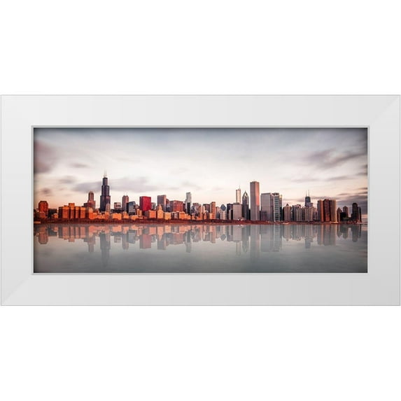 Kopczynski, Marcin 32x16 White Modern Wood Framed Museum Art Print Titled - Sunrise at Chicago