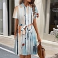 thumbnail image 3 of Autumn Trees Watercolor Painting Womens Shirt Dresses Women'S Short Sleeve Dress Turn-Down Collar Dress A Line Casuall Dress Oversize(XS-6XL), 3 of 7