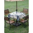 thumbnail image 3 of Outdoor Tablecloth with Umbrella Hole and Zipper, Blue Fall Pumpkins Square Table Cloth 60x60 Inch Waterproof Tablecloth, Thanksgiving Maple Leaf Tree Retro Picnic Table Cover for Patio Camping, 3 of 7