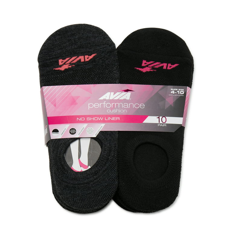 Avia Women's Performance Comfort Cuff No Show Liner Socks, 10-Pack