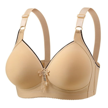 Yyeselk Women s Plus Size No Underwire Bralettes Push Up Full-Coverage T-Shirt Bra Everyday Comfort Breathable Wire Free Everyday Bras Beige XXXL
