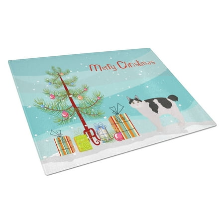 

Carolines Treasures CK4641LCB Kurilian Bobtail 2 Cat Merry Christmas Glass Cutting Board Large 12H x 16W multicolor
