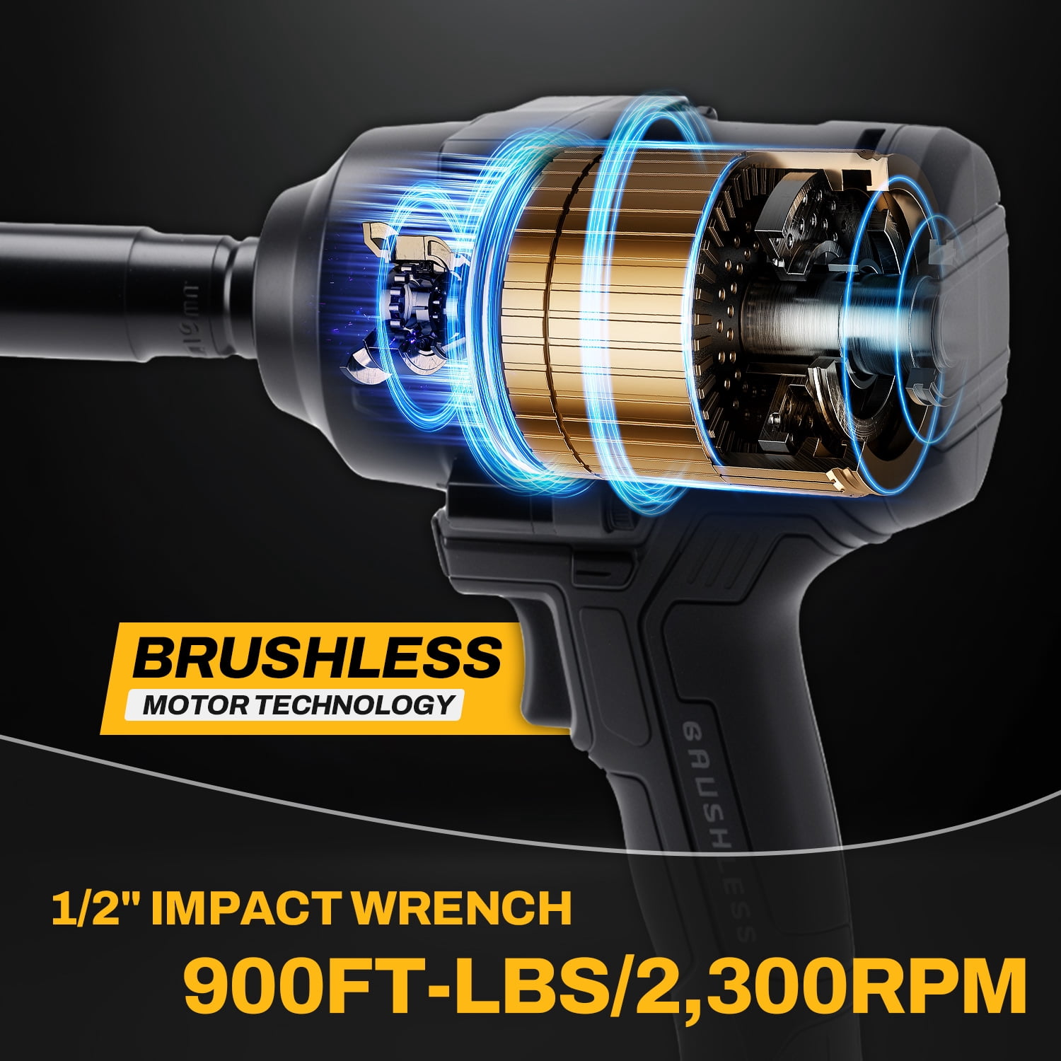 900 Ft-lbs Cordless Impact Wrench, 1/2 Inch ,  Fit DeWALT 20V MAX Battery, Tool Only
