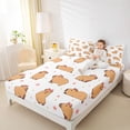 thumbnail image 3 of Erosebridal Brown Cute Capybara Bed Sheets For Capybara Lovers,Pink Bowknot Orange Polka Dots King Sheets 4 Pieces, 3 of 6