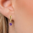 thumbnail image 3 of Gem Stone King 14K Yellow Gold Purple Amethyst and Lab Grown Diamond Earrings for Women | 1.00 Cttw | Gemstone February Birthstone | Round 5MM, 3 of 6