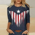 thumbnail image 2 of lcziwo American Flag Womens Top 4th of July 3/4 Length Sleeve Tops Patriotic Graphic Print Crew Neck Blouses Summer 2025 Multicolor,XL, 2 of 5